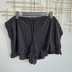 Black Drawstring Ruffle Shorts